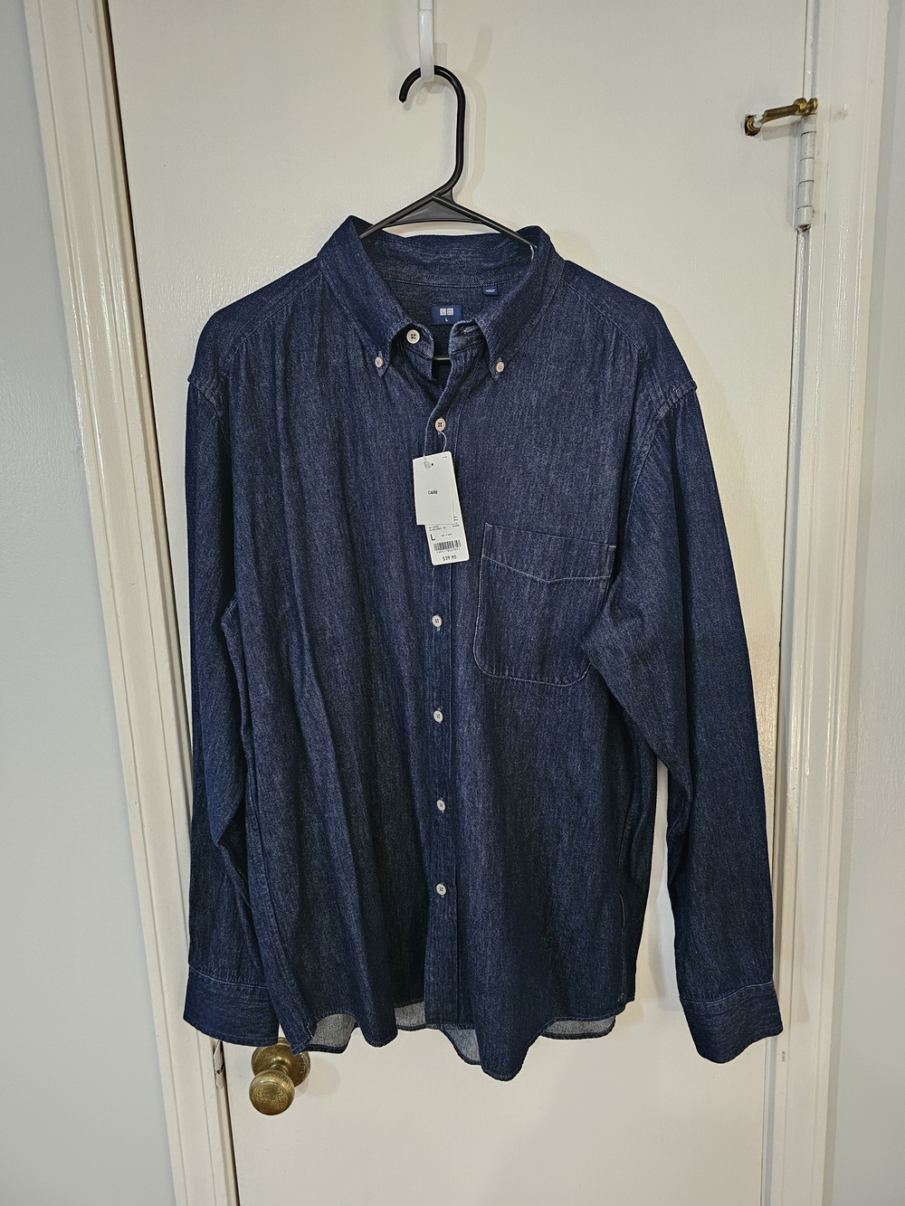 Uniqlo Navy Blue Men's Denim Button-Down Shirt